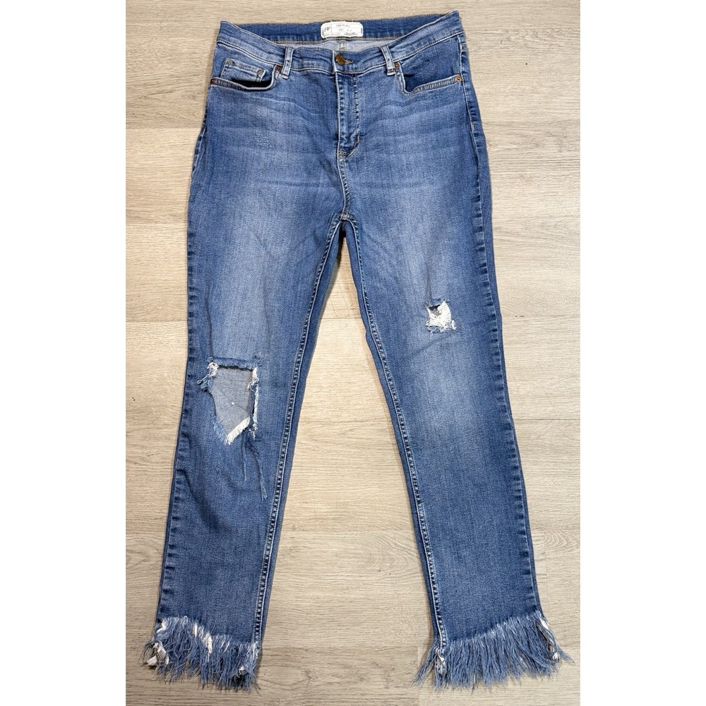 Free People Great Heights Frayed Hem Jeans Women's Size 31 High Rise Distressed